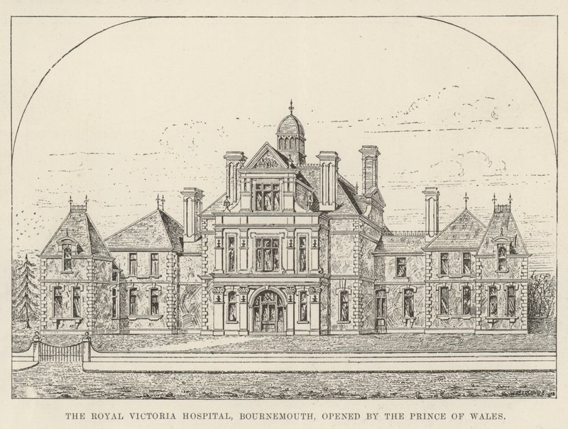 Royal Victoria Hospital, Bournemouth, åpnet av Prince of Wales (gravering) av English School