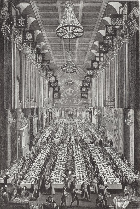 Den kongelige banketten i Guildhall 9. november 1837 av English School