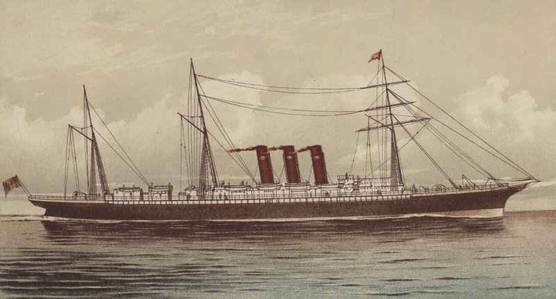 SS "City of New York", Inman og International Line (chromolitho) av English School