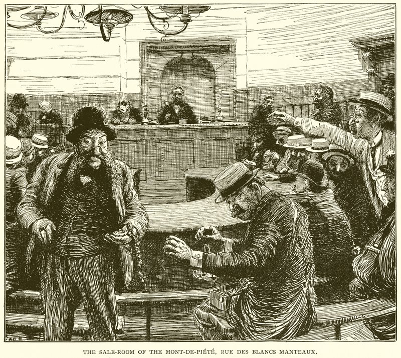 Salgsrommet til Mont-de-Piete, Rue des Blancs Manteaux av English School