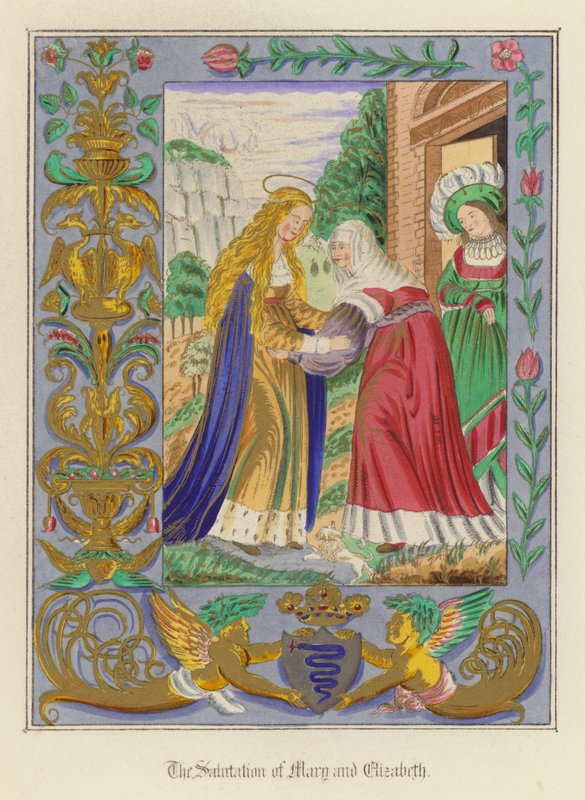 Hilsen til Maria og Elizabeth (farge litho) av English School