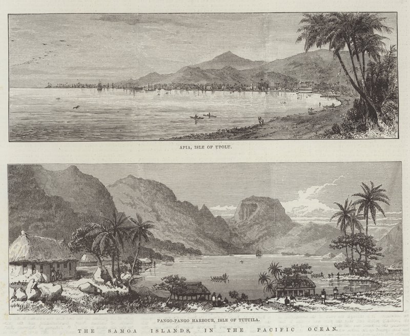 Samoaøyene, i Stillehavet (gravering) av English School