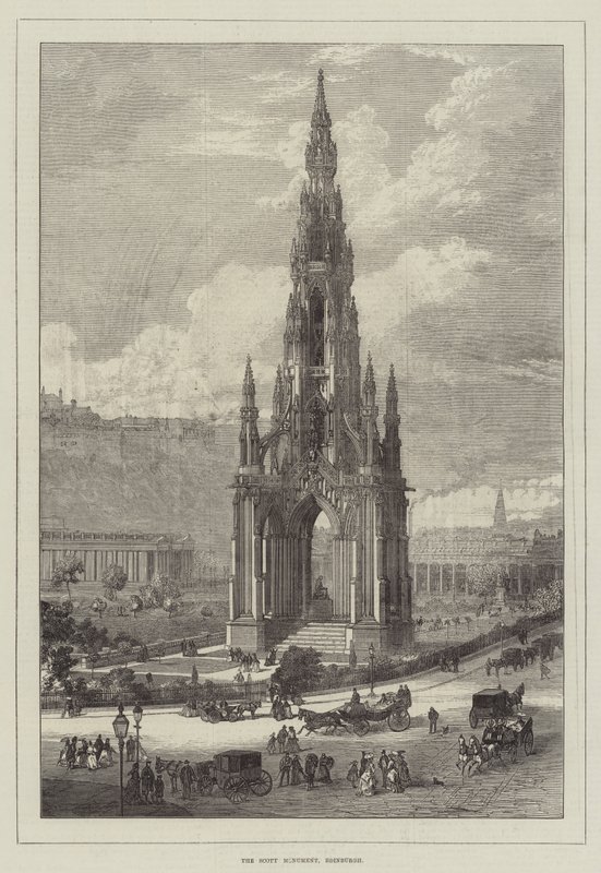 Scott-monumentet, Edinburgh (gravering) av English School