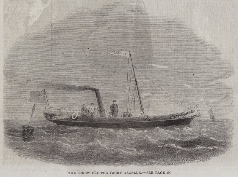 The Screw Clipper-Yacht Gazelle (gravering) av English School