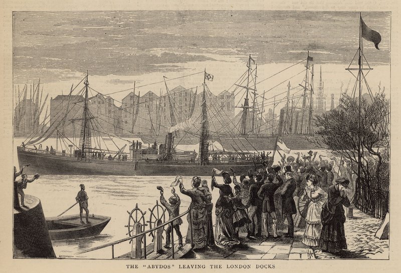 Jakten på Dr Livingstone; Abydos forlater London-bryggene av English School