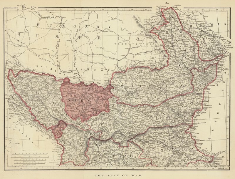 The Seat of War (farge litho) av English School