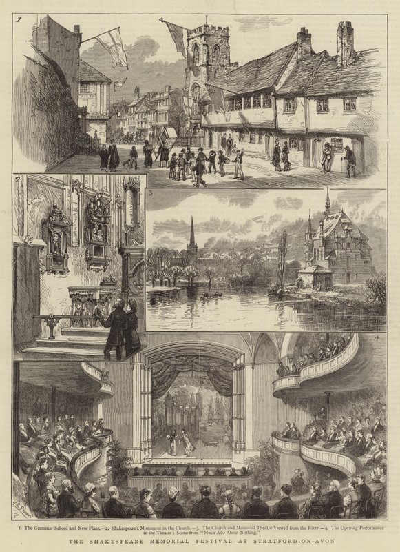 Shakespeare Memorial Festival i Stratford-on-Avon (gravering) av English School