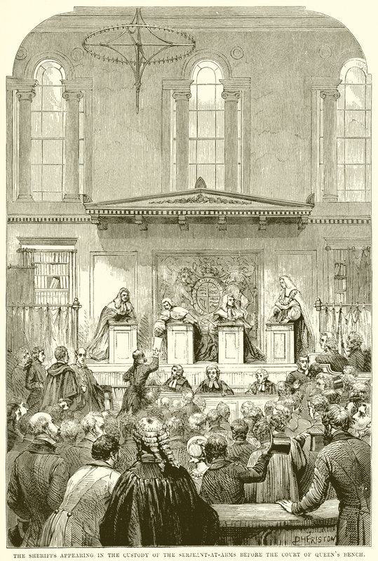 Sheriffene dukker opp i varetekt til Serjeant-at-Arms for Court of Queens Bench av English School