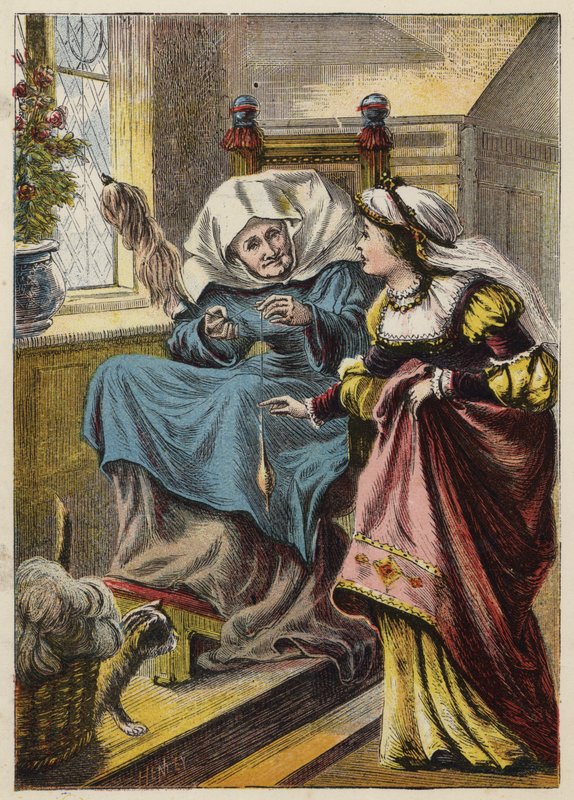 The Sleeping Beauty In The Woods (farge litho) av English School