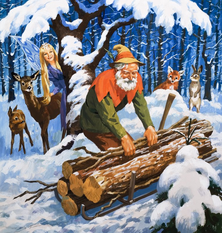 Snøfeen, illustrasjon fra «Det var en gang» (gouache på papir) av English School