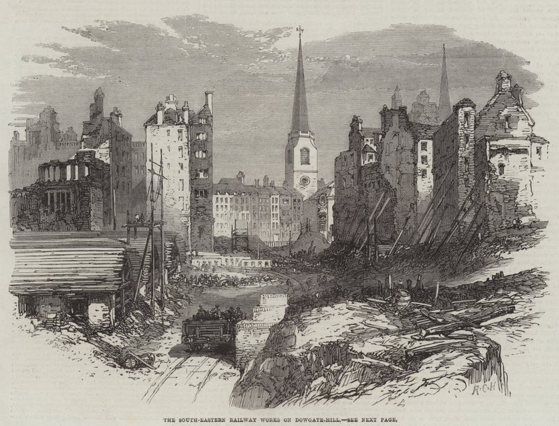 The South-Eastern Railway Works on Dowgate-Hill (gravering) av English School