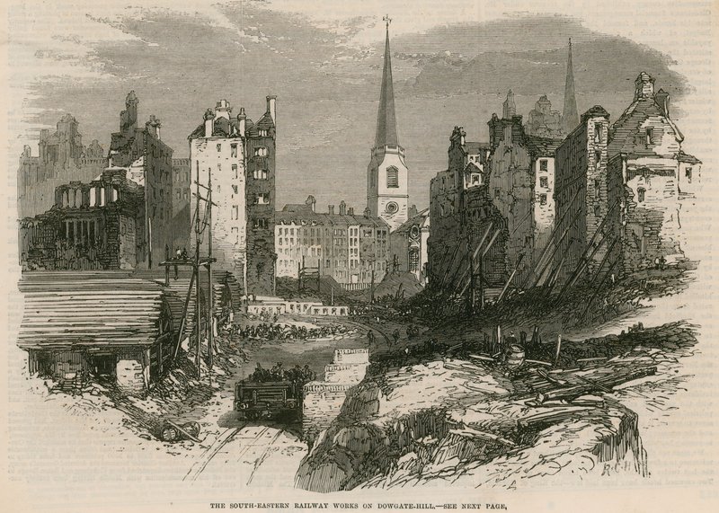 South-Eastern Railway jobber på Dowgate Hill, London av English School