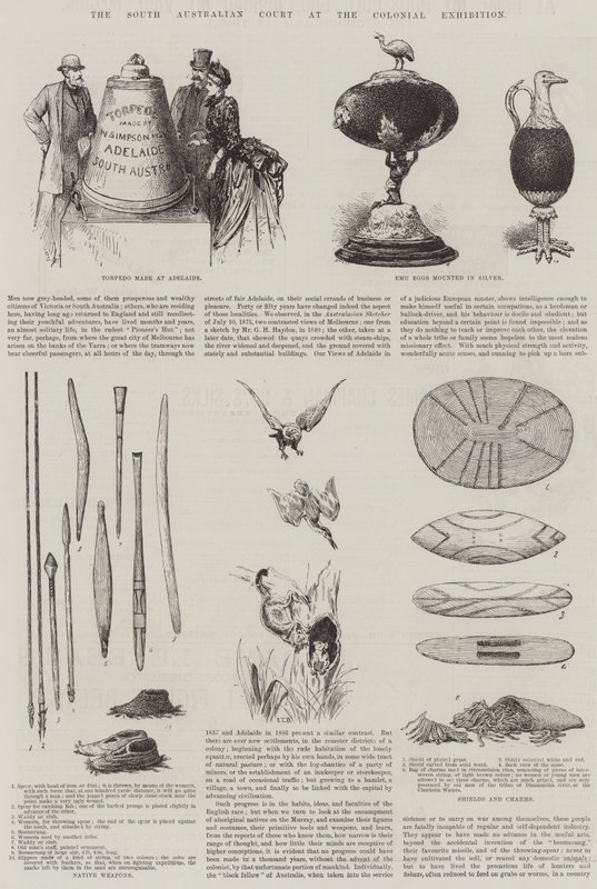 Den sør-australske domstolen på Colonial Exhibition (gravering) av English School