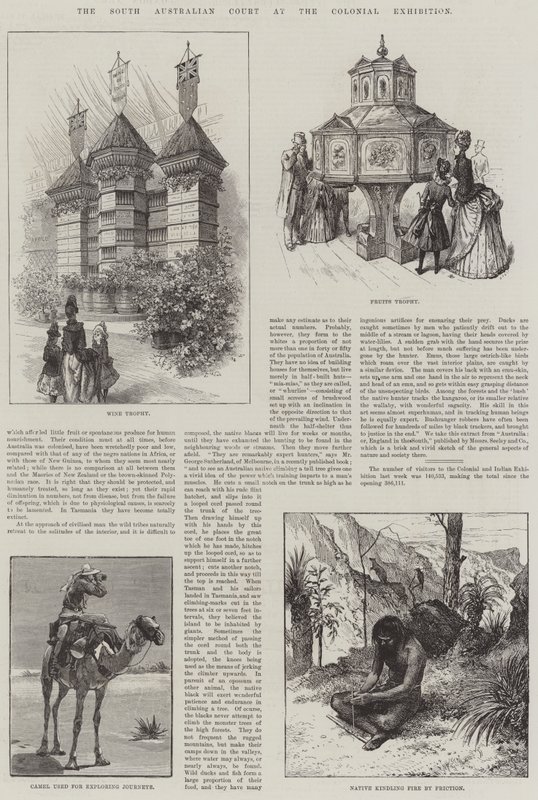Den sør-australske domstolen på Colonial Exhibition (gravering) av English School