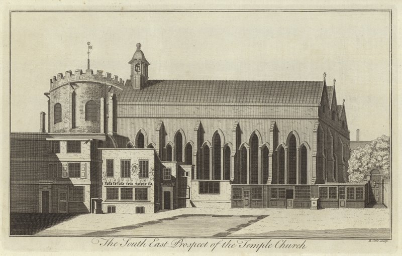 The South East Prospect of the Temple Church, London av English School