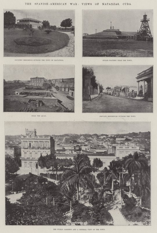 Den spansk-amerikanske krigen, utsikt over Matanzas, Cuba (gravering) av English School