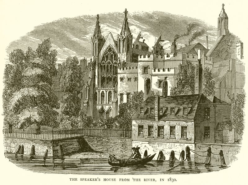 The Speakers House from the River, i 1830 av English School