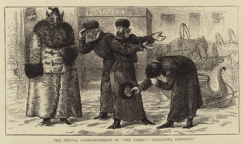 Spesialkorrespondenten for "The Times", "Pojalusta, Gospodin" (gravering) av English School