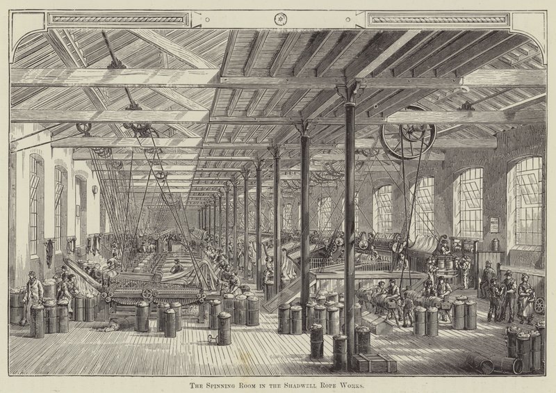 The Spinning Room in the Shadwell Rope Works (gravering) av English School