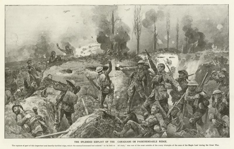 Den fantastiske utnyttelsen av kanadierne på Passchendaele Ridge, første verdenskrig av English School