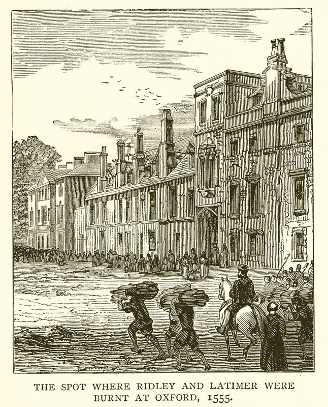 Stedet der Ridley og Latimer ble brent i Oxford, 1555 av English School