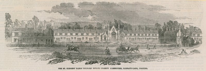 St Clement Danes Holborn eiendoms veldedighetshus på Garratt Lane av English School
