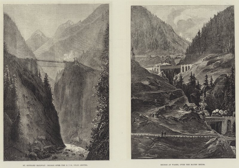 St Gothard Railway Tunnel (gravering) av English School