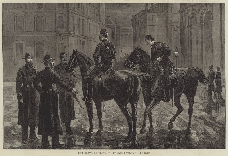 Staten i Irland, politipatrulje i Dublin (gravering) av English School