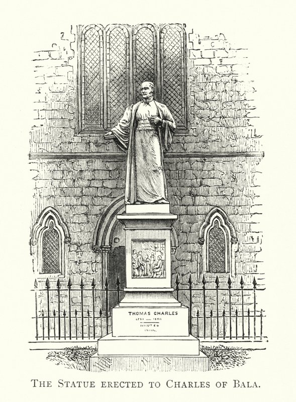 Statuen reist til Charles av Bala (gravering) av English School