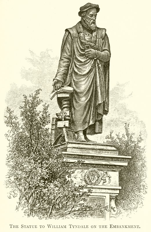 Statuen til William Tyndale på Embankment av English School