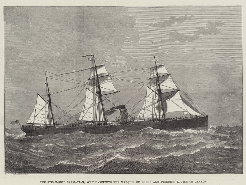 Steam-Ship Sarmatian, som formidler markisen av Lorne og prinsesse Louise til Canada (gravering) av English School