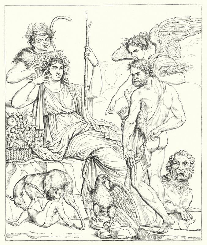 Historien om Hercules og Telephus (gravering) av English School