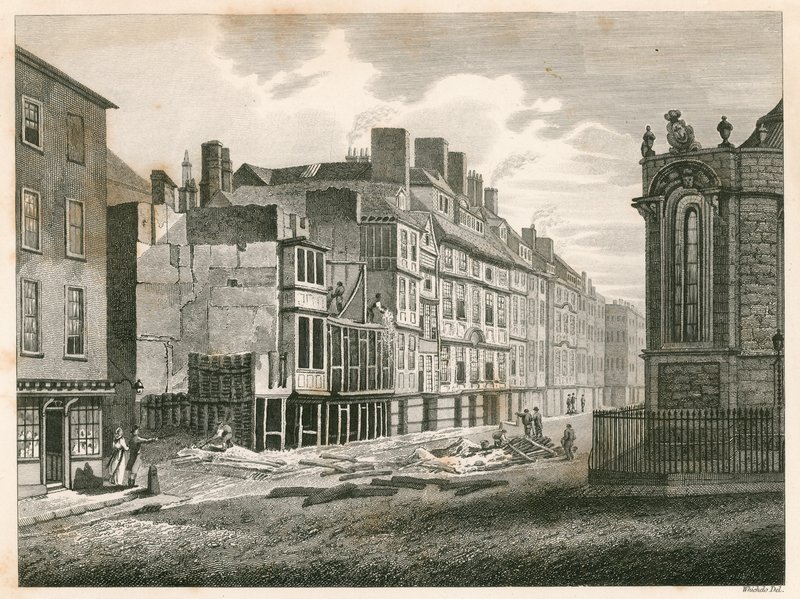 The Strand, London, før forbedringen i år 1810 av English School