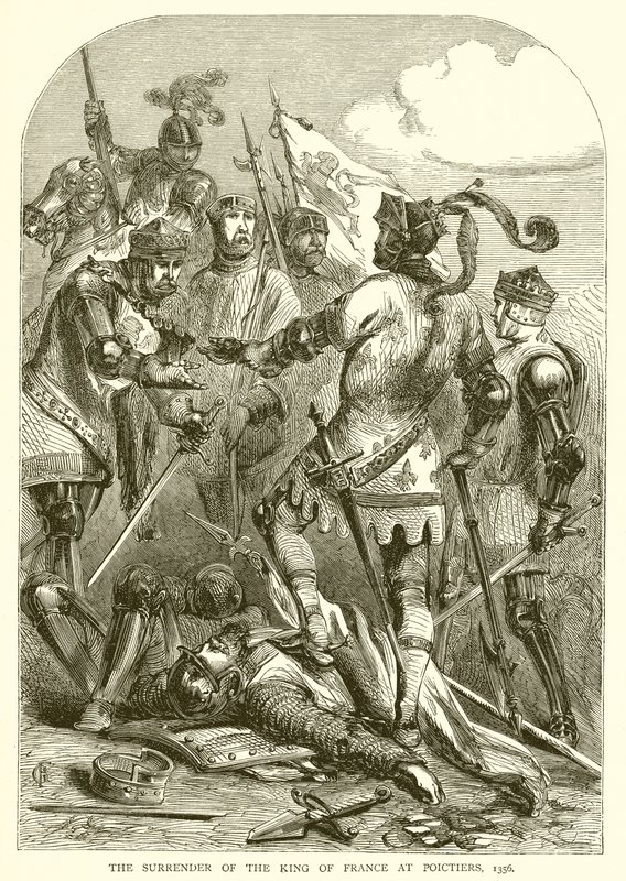 Overgivelsen av kongen av Frankrike ved Poictiers, 1356 av English School