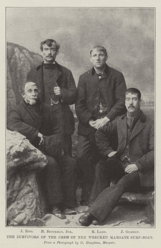 De overlevende fra mannskapet på den ødelagte Margate Surf-Boat (gravering) av English School
