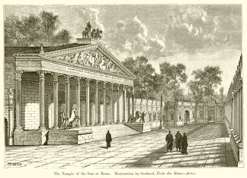 Solens tempel i Roma. Restaurering av Gerhard, Ecole des Beaux-Arts) av English School