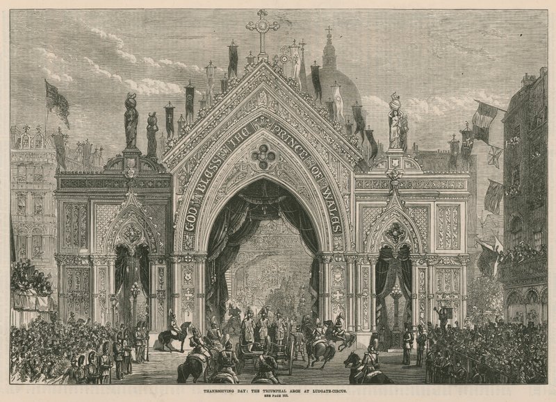 Thanksgiving Day: triumfbuen ved Ludgate Hill av English School