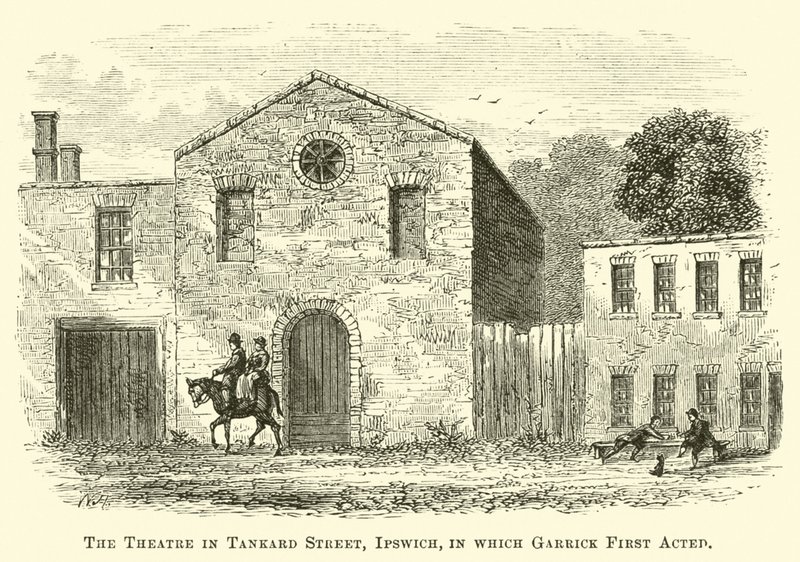 Teateret i Tankard Street, Ipswich, der Garrick først opptrådte av English School