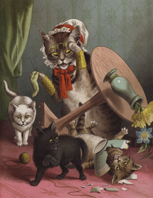 De tre små kattungene (chromolitho) av English School