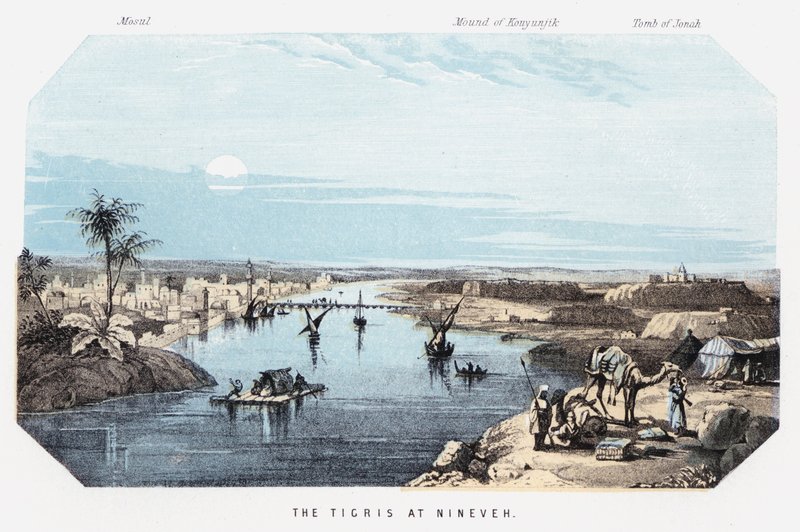 The Tigris at Nineveh (farget gravering) av English School