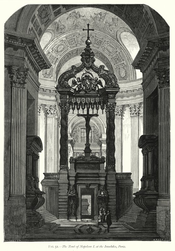 Graven til Napoleon I ved Invalides, Paris (gravering) av English School