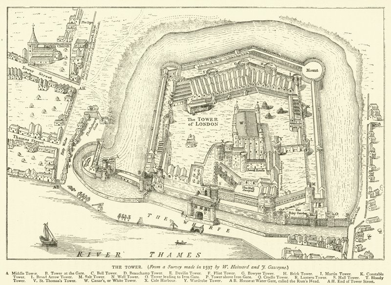 Tårnet, fra en undersøkelse gjort i 1597 av W Haiward og J Gascoyne av English School