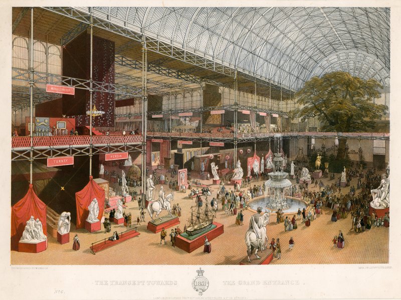 Transept mot Grand Entrance, Great Exhibition, 1851 av English School