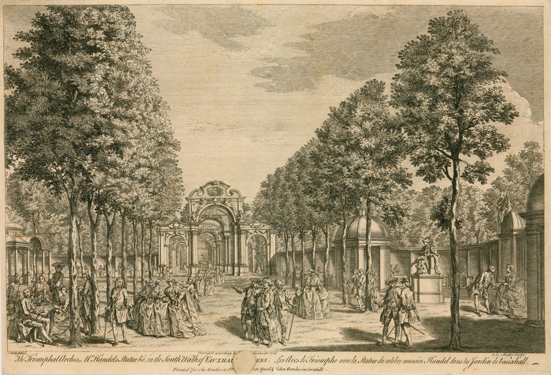 Triumfbuene, Mr Handels Statue, i South Walk of Vauxhall Gardens, London av English School