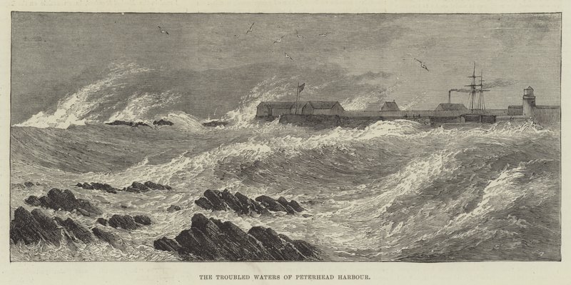 The Troubled Waters of Peterhead Harbor (gravering) av English School