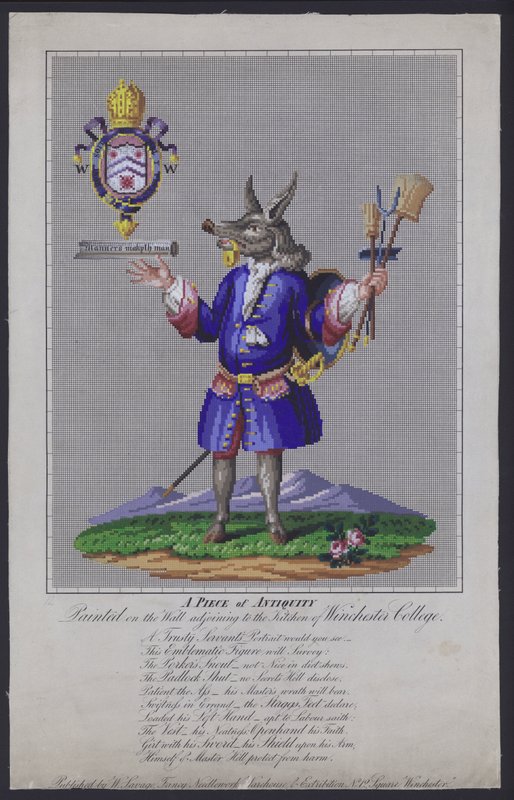 The Trusty Servant, malt på veggen ved siden av kjøkkenet til Winchester College, Hampshire, av den engelske poeten John Hoskins i 1579 av English School