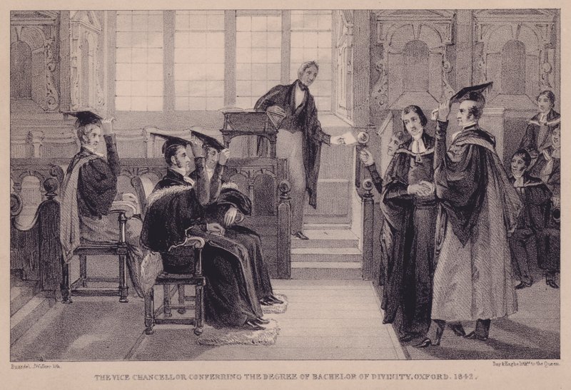 Visekansleren som gir graden Bachelor of Divinity, Oxford, 1842 av English School