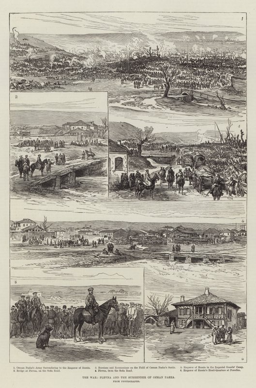 Krigen, Plevna og overgivelsen til Osman Pasha (gravering) av English School