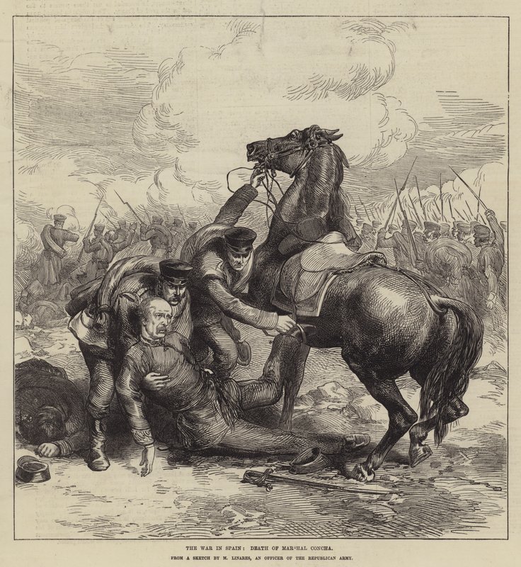 Krigen i Spania, Marshal Conchas død (gravering) av English School
