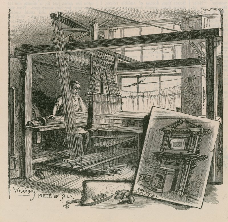 The Weavers of Spitalfields av English School